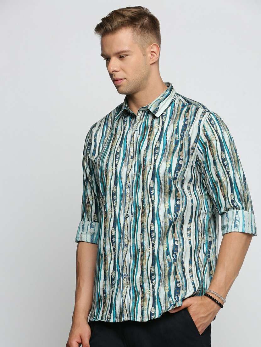 blue cotton blend casual shirt - 20598680 - Standard Image - 1