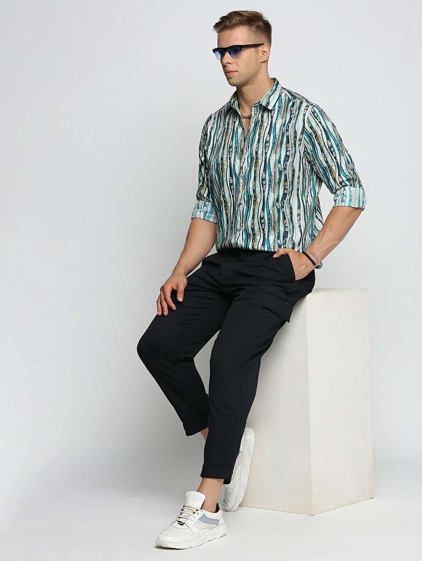 blue cotton blend casual shirt - 20598680 - Standard Image - 4