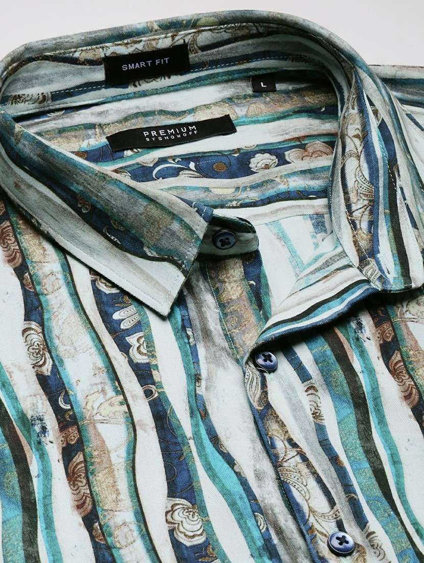 blue cotton blend casual shirt - 20598680 - Standard Image - 6