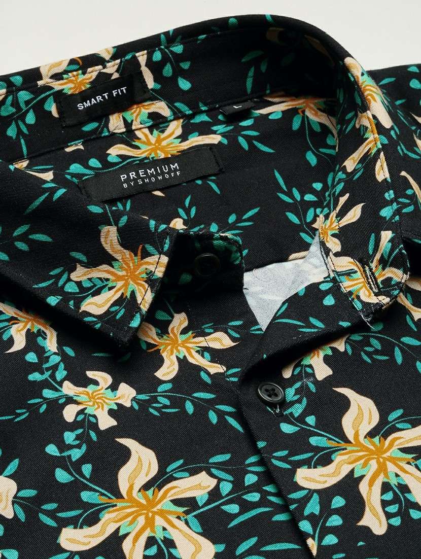 black cotton blend casual shirt - 20598682 -  Standard Image - 6