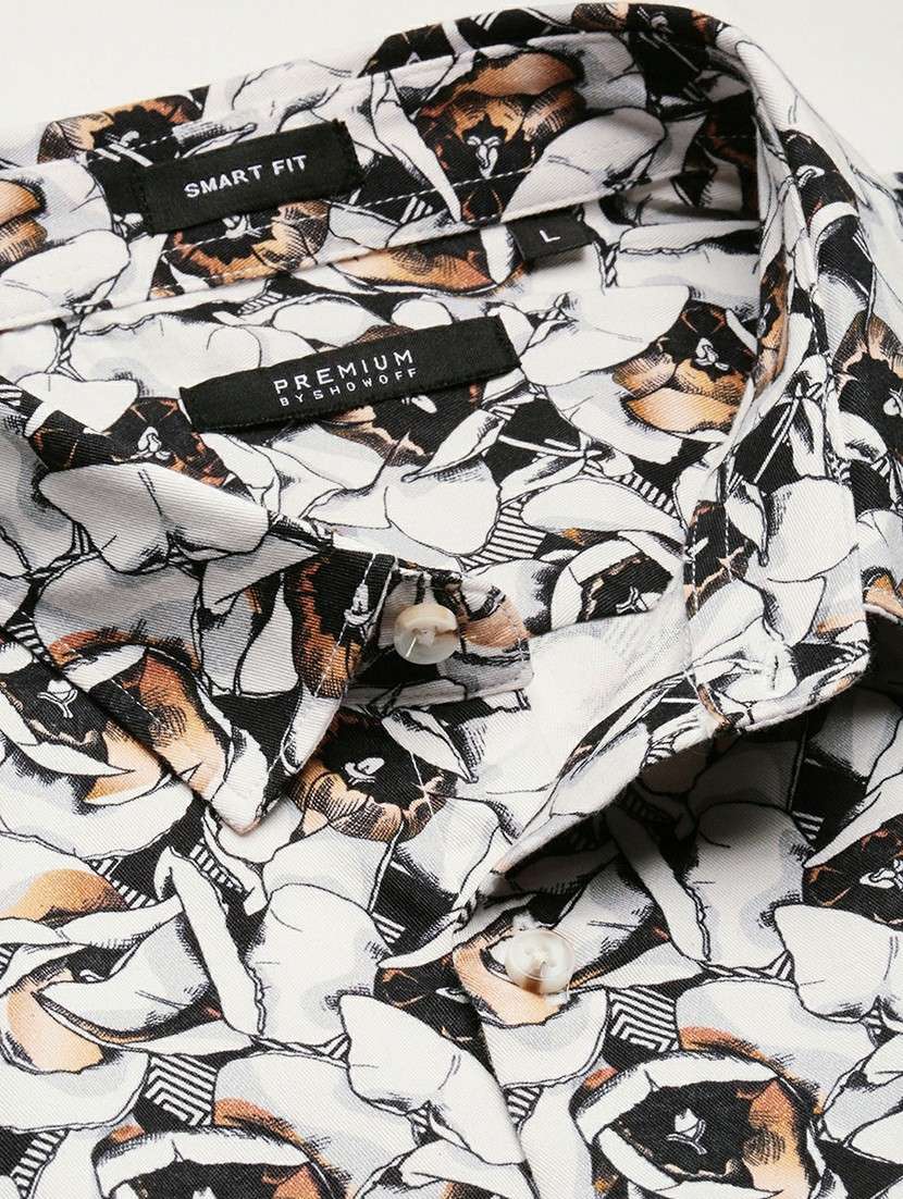 white cotton blend casual shirt - 20598684 -  Standard Image - 6