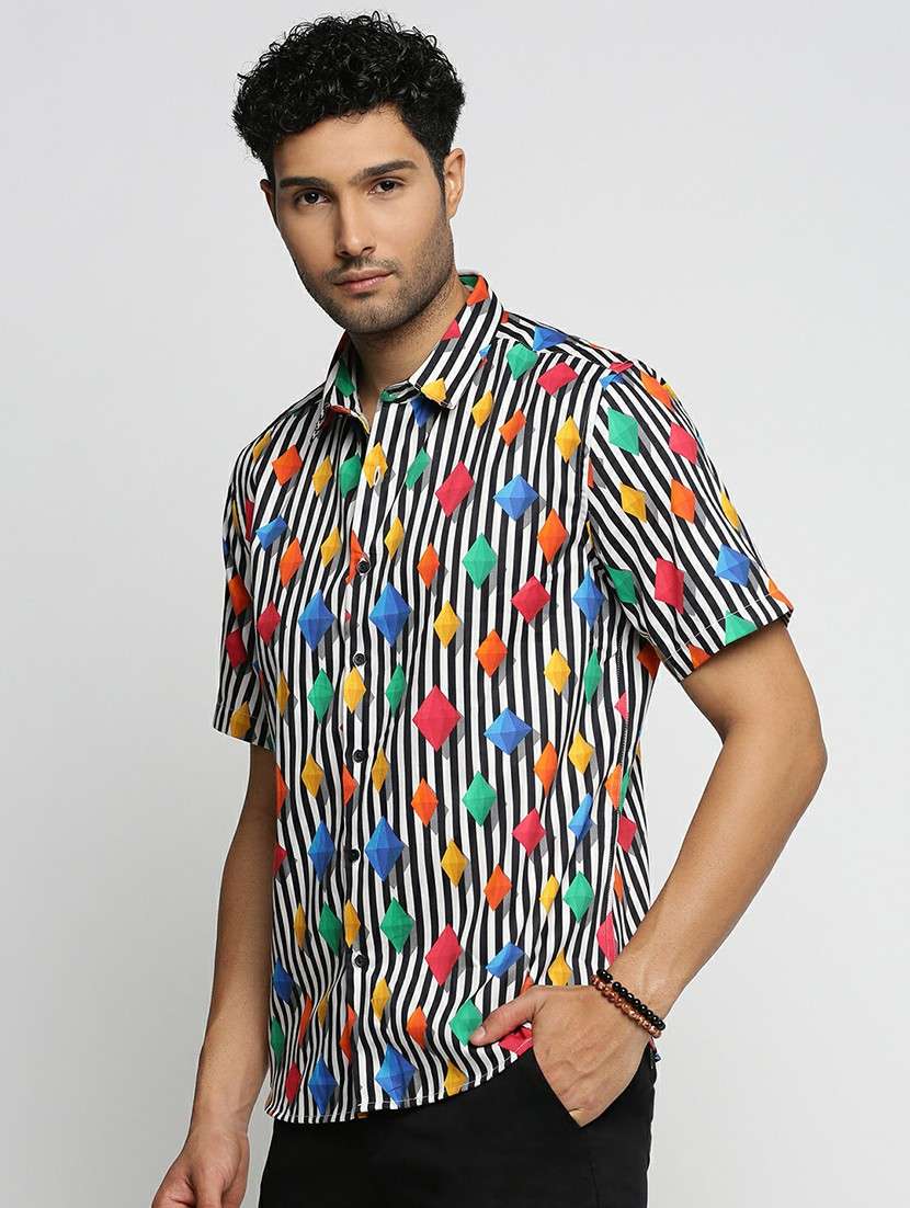 multi colored cotton blend casual shirt - 20598686 -  Standard Image - 1