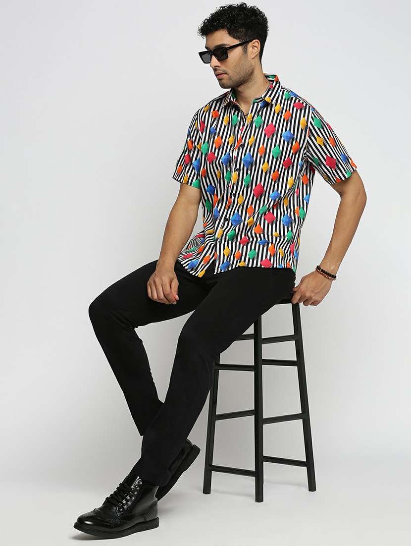 multi colored cotton blend casual shirt - 20598686 -  Standard Image - 4