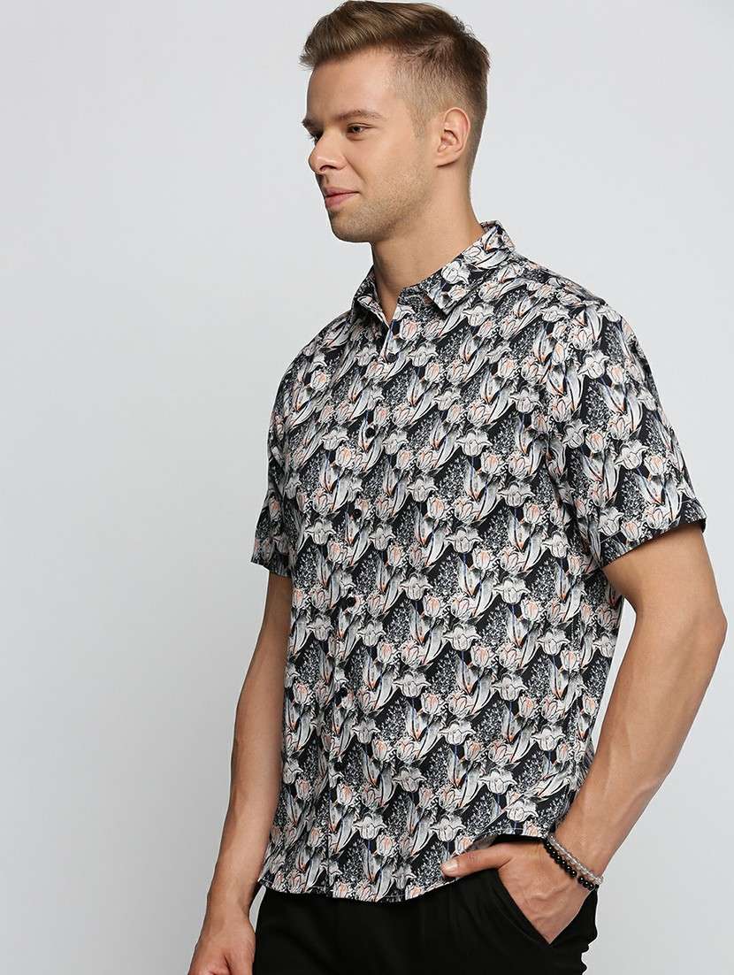 black cotton blend casual shirt - 20598688 -  Standard Image - 1