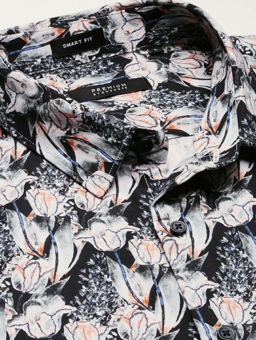 black cotton blend casual shirt - 20598688 -  Standard Image - 6