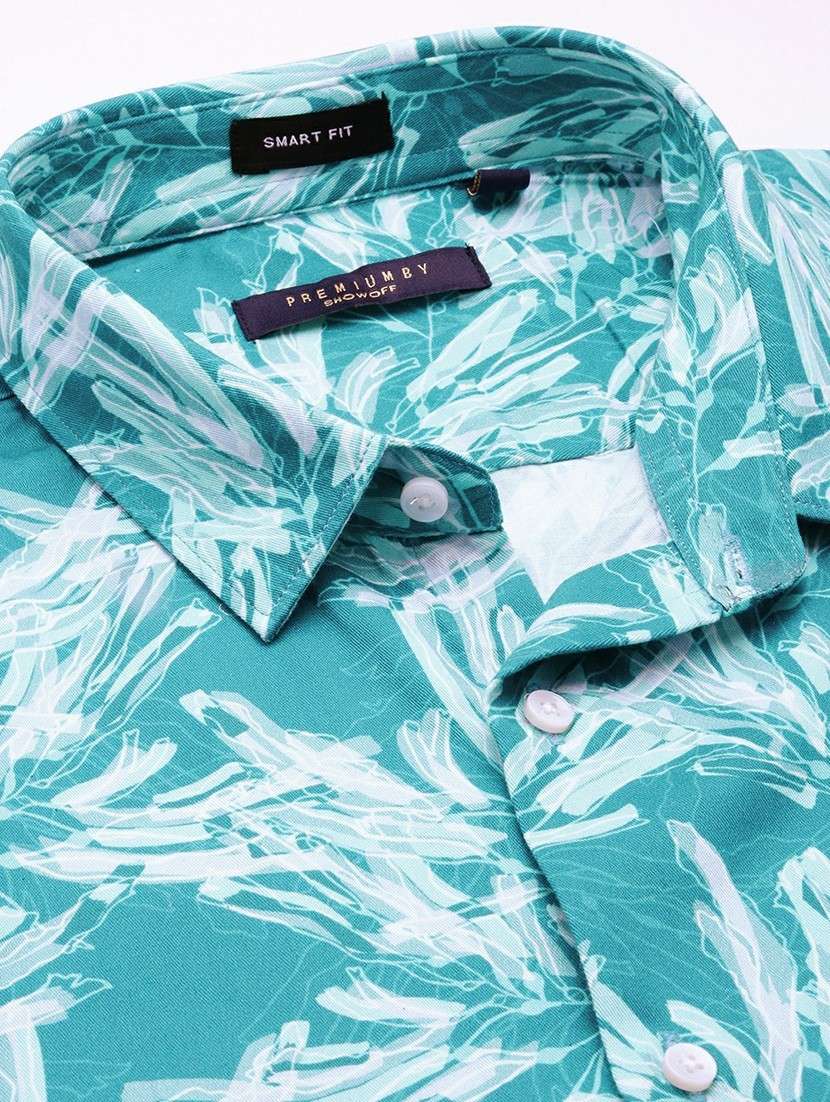 turquoise cotton blend casual shirt - 20598689 -  Standard Image - 6