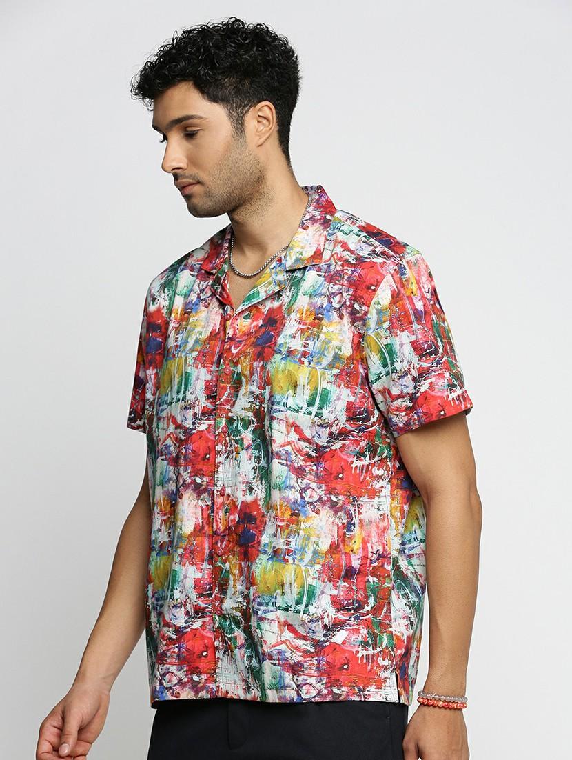 coral cotton blend casual shirt - 20598700 - Standard Image - 1
