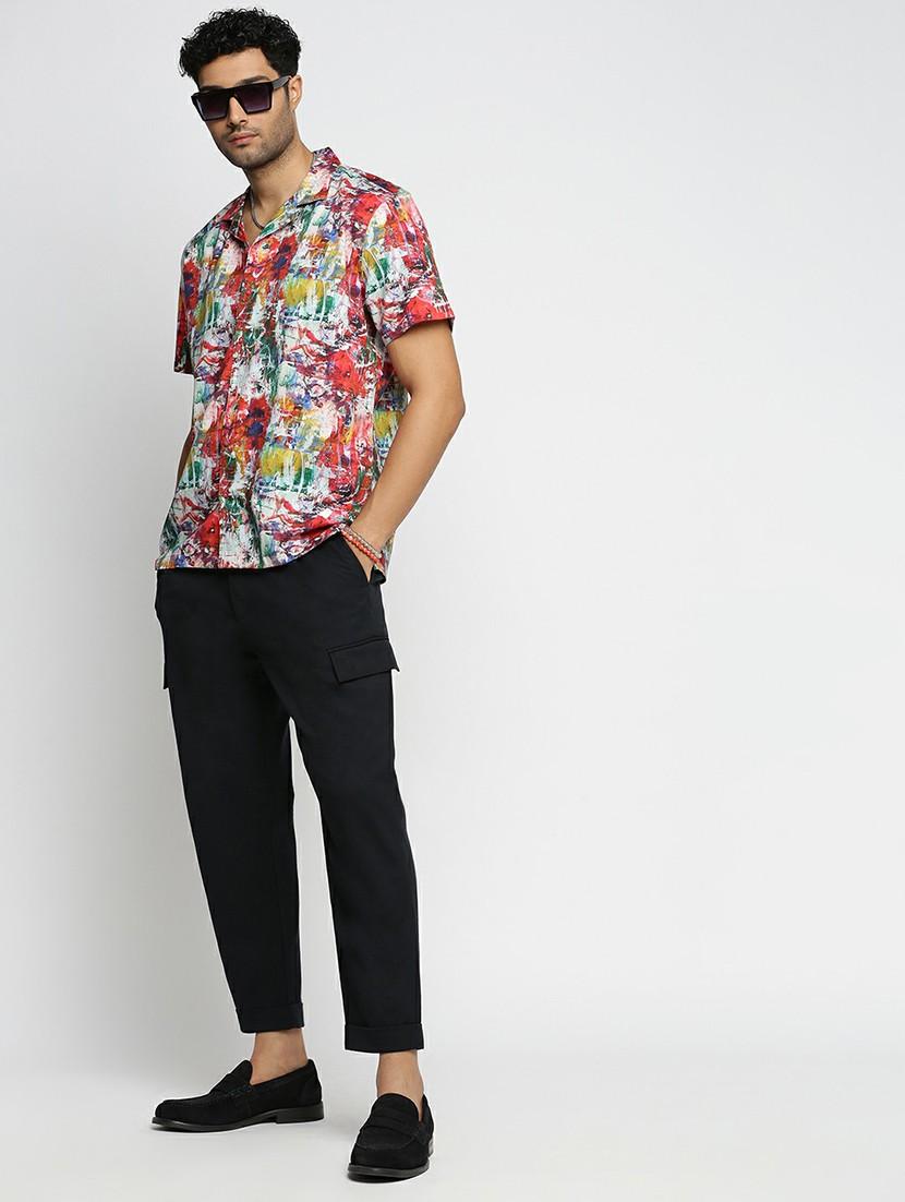 coral cotton blend casual shirt - 20598700 - Standard Image - 4