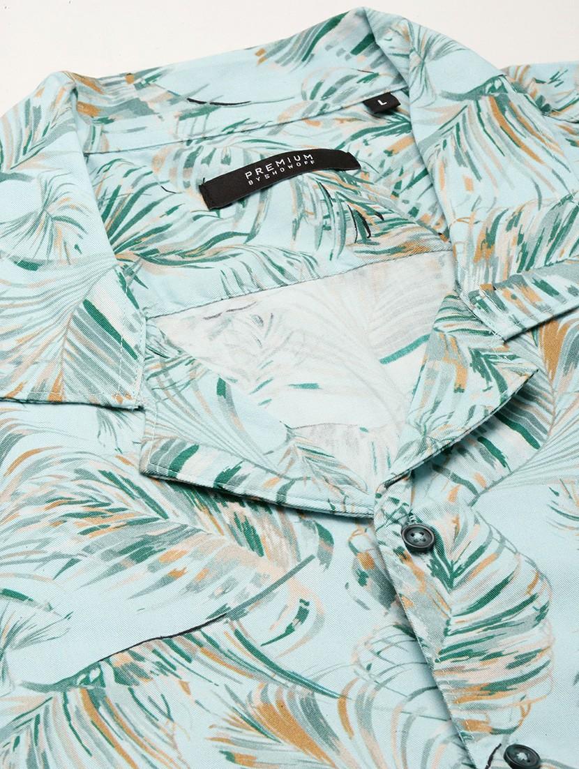 sea green cotton blend casual shirt - 20598704 - Standard Image - 6