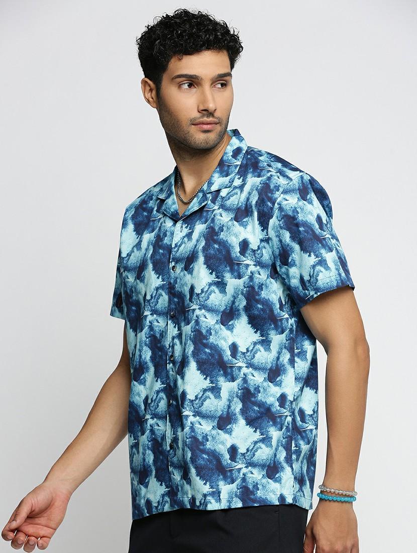 teal cotton blend casual shirt - 20598705 -  Standard Image - 1