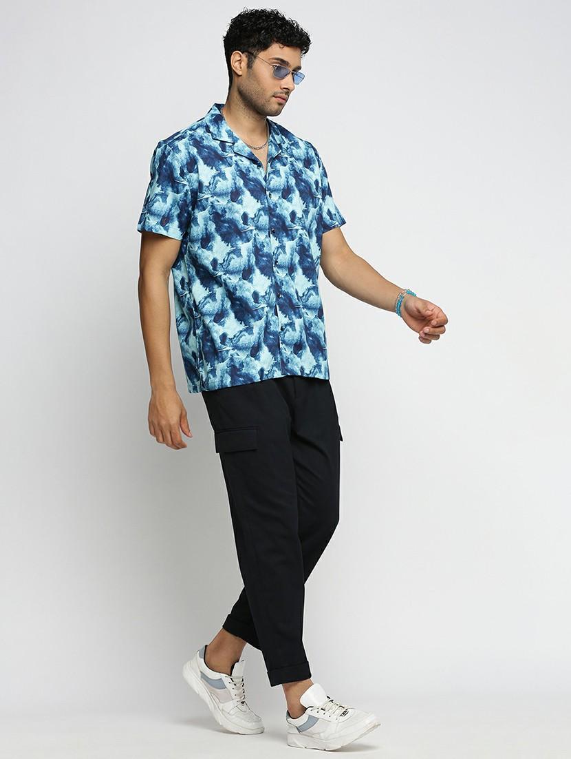 teal cotton blend casual shirt - 20598705 - Standard Image - 4