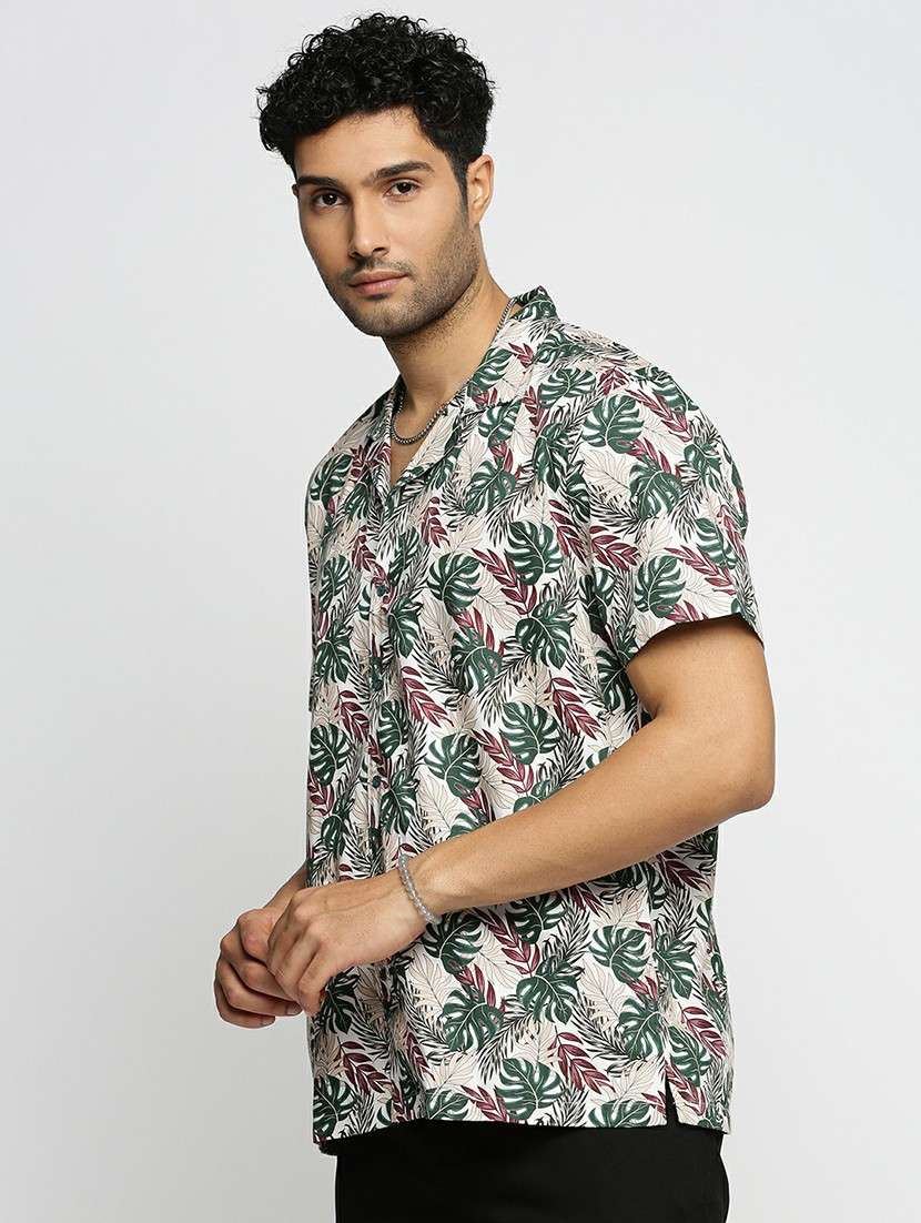 green cotton blend casual shirt - 20598706 -  Standard Image - 1