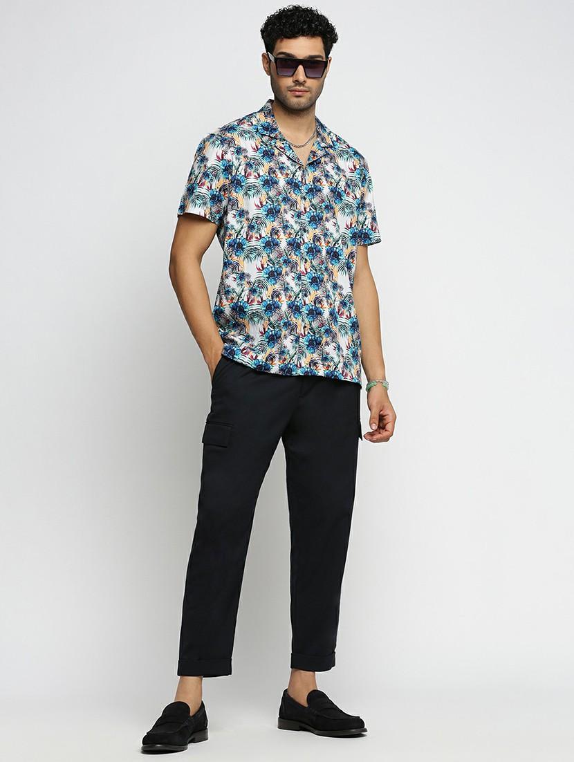 blue cotton blend casual shirt - 20598707 - Standard Image - 4