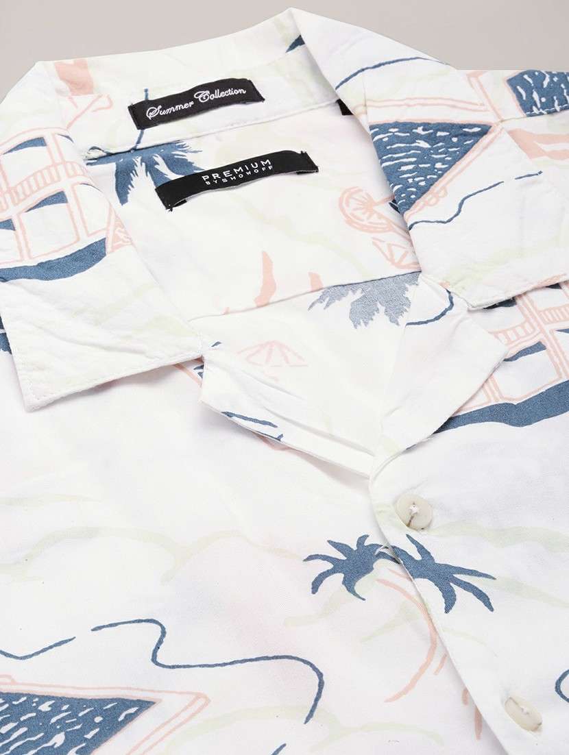 white cotton blend casual shirt - 20598714 -  Standard Image - 6