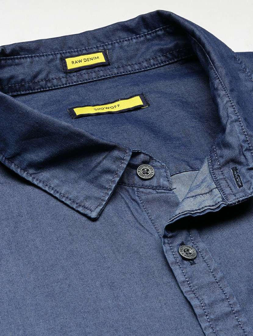 navy blue cotton blend casual shirt - 20598722 - Standard Image - 6