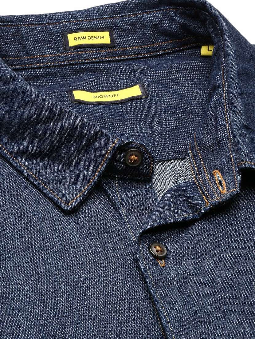 navy blue cotton blend casual shirt - 20598724 - Standard Image - 6