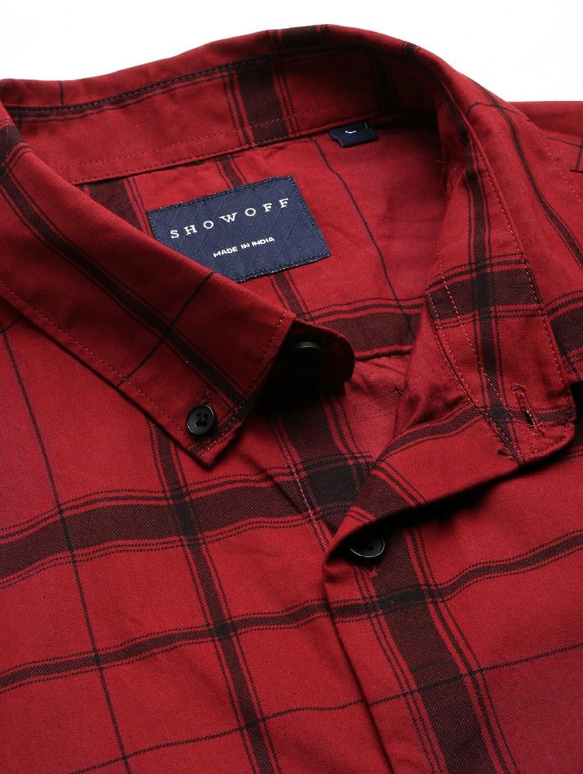 maroon cotton blend casual shirt - 20598728 - Standard Image - 6