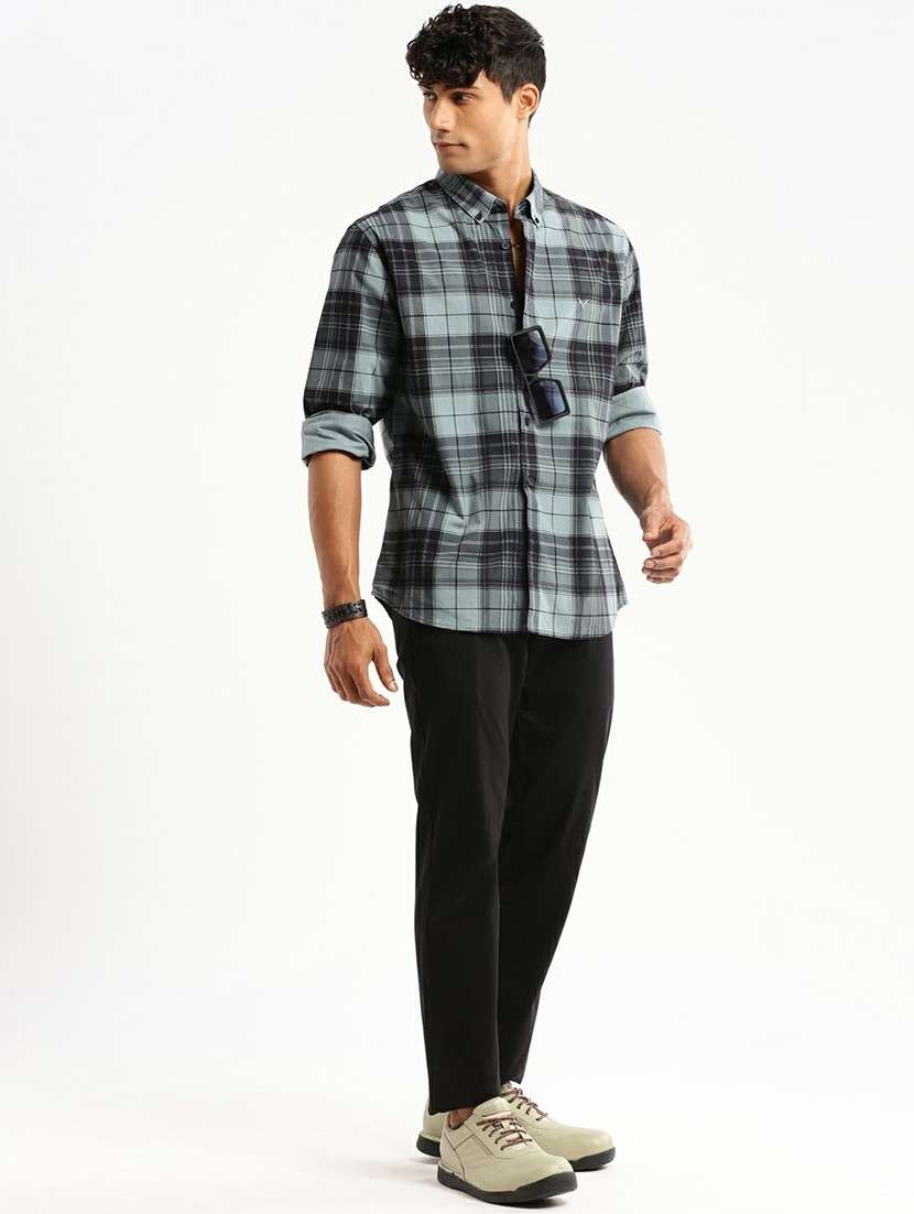 sea green cotton blend casual shirt - 20598731 - Standard Image - 4