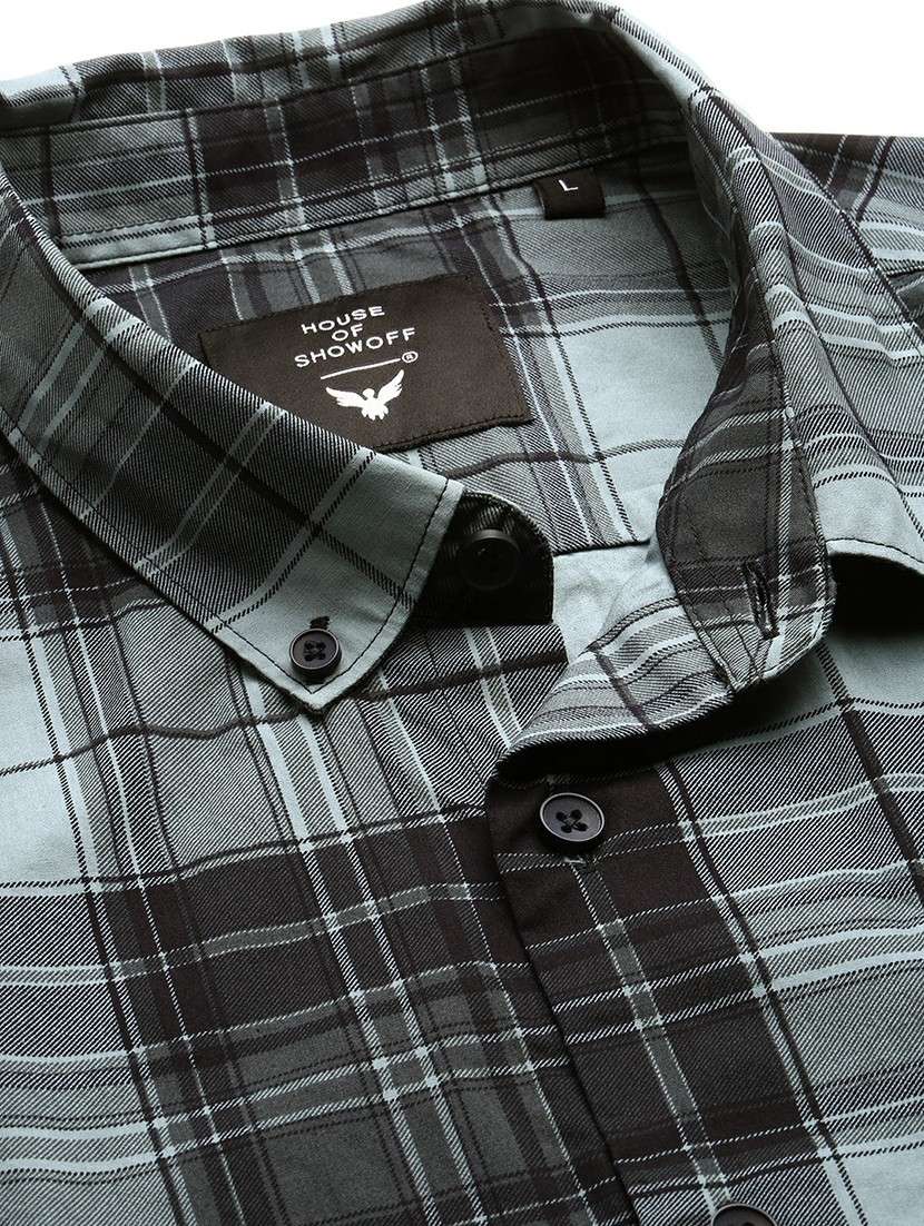 sea green cotton blend casual shirt - 20598731 - Standard Image - 6