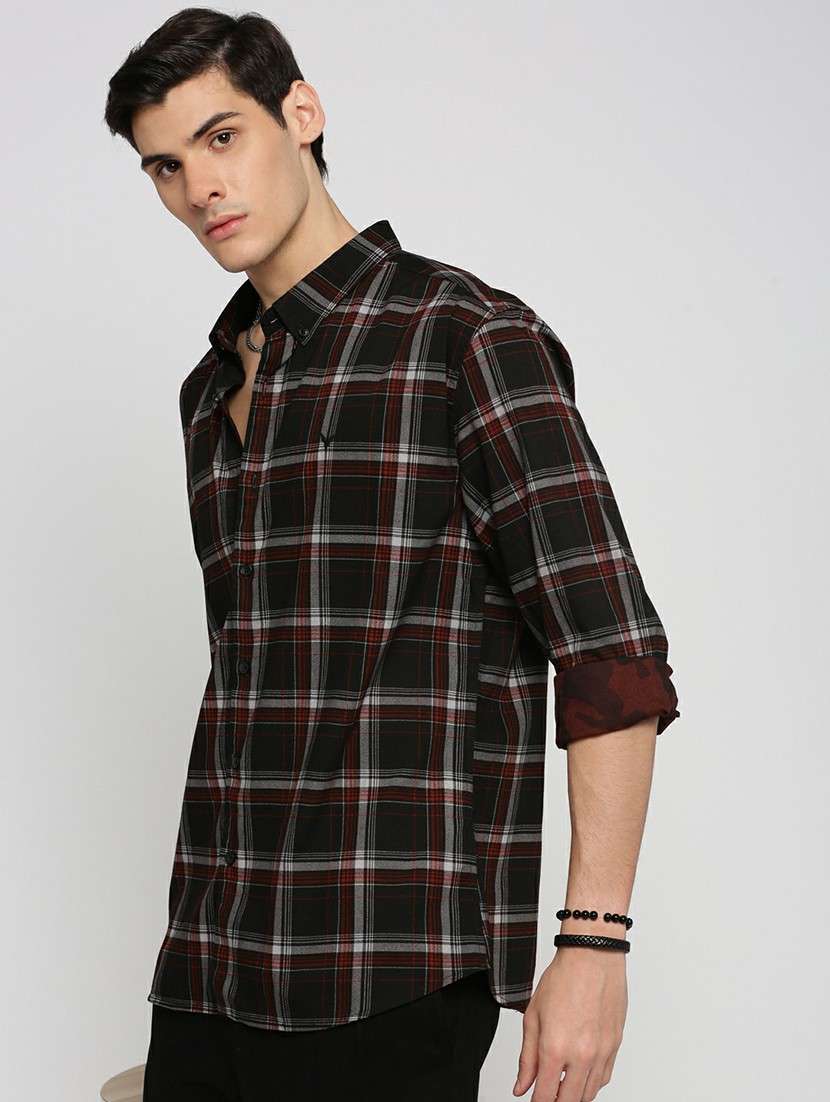 black cotton blend casual shirt - 20598733 -  Standard Image - 1