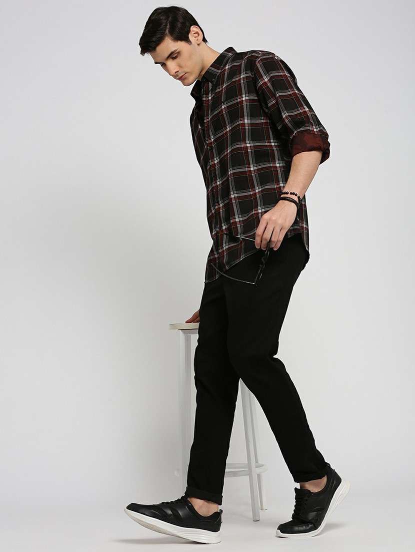 black cotton blend casual shirt - 20598733 -  Standard Image - 4