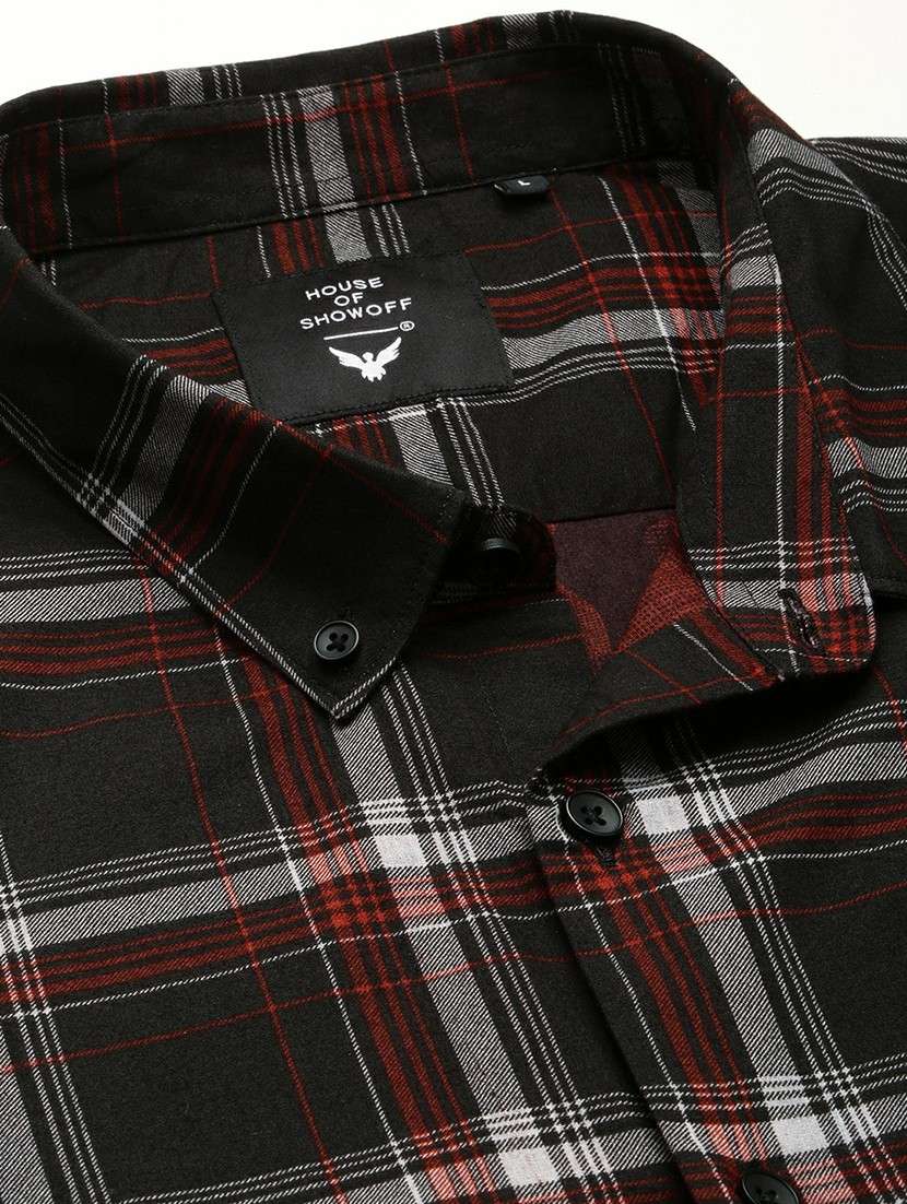 black cotton blend casual shirt - 20598733 -  Standard Image - 6