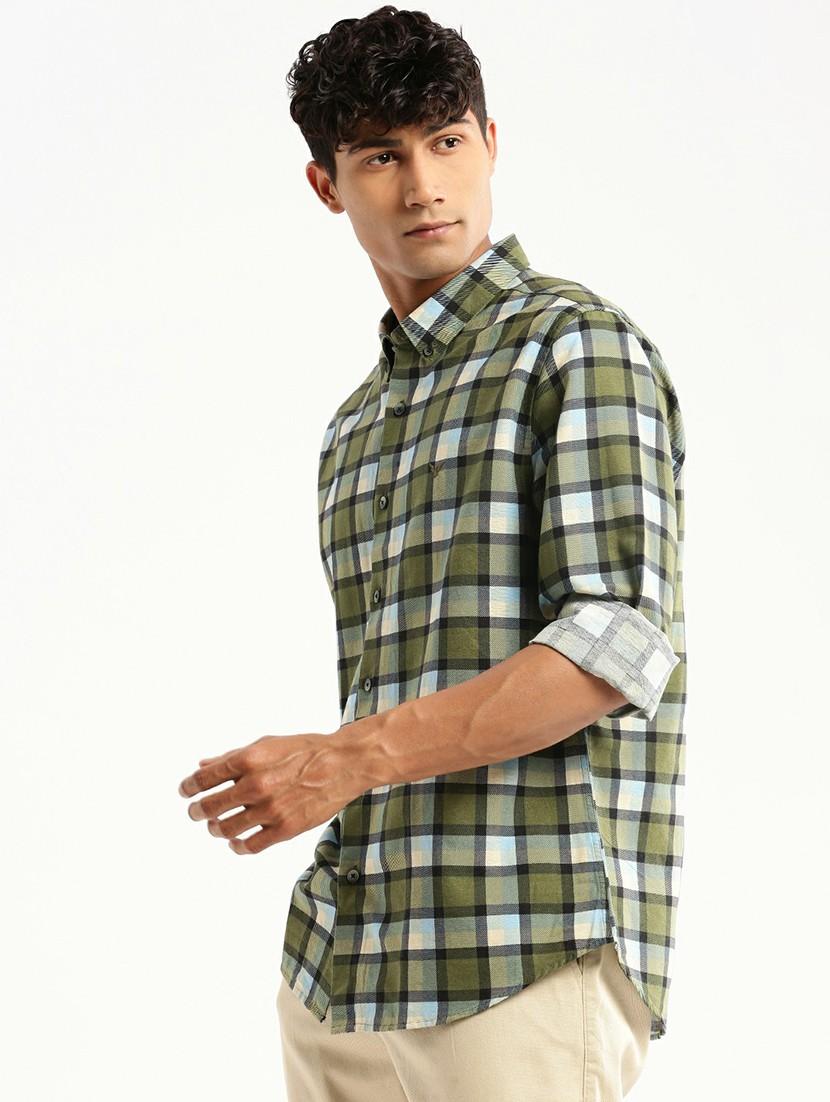 green cotton blend casual shirt - 20598734 -  Standard Image - 1