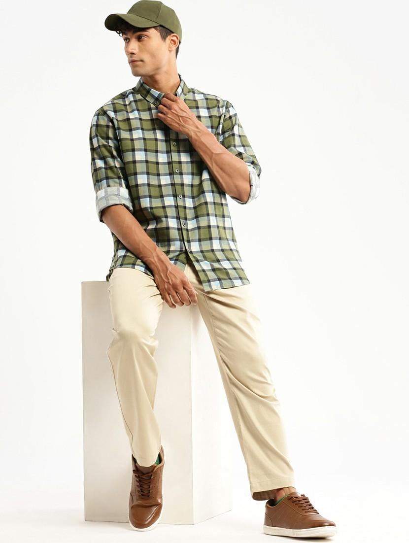 green cotton blend casual shirt - 20598734 - Standard Image - 4