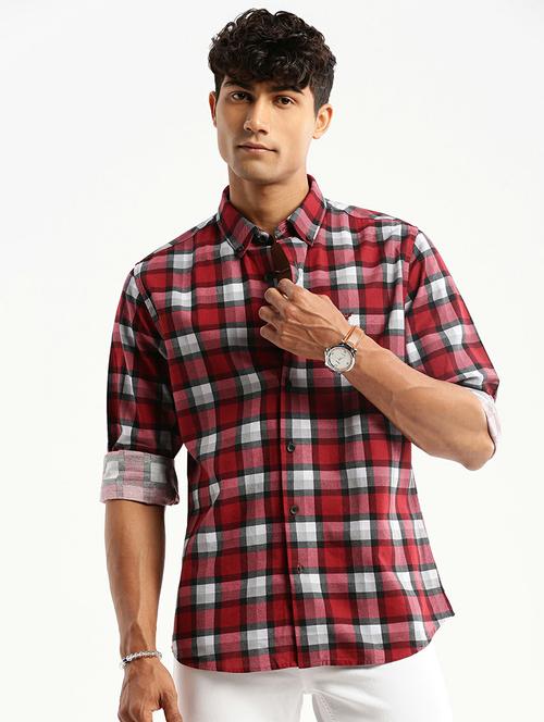 maroon cotton blend casual shirt - 20598737 -  Standard Image - 0
