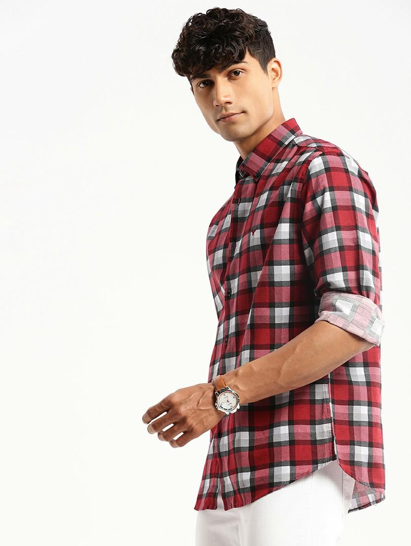 maroon cotton blend casual shirt - 20598737 -  Standard Image - 1
