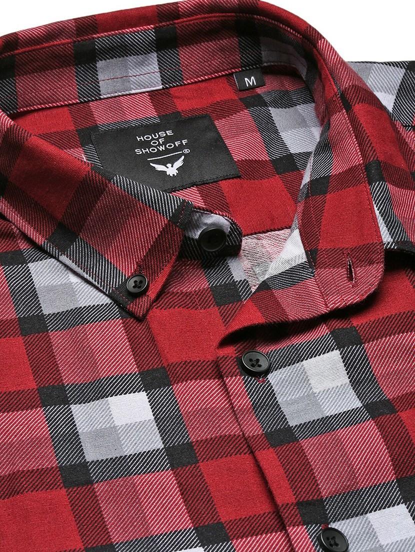 maroon cotton blend casual shirt - 20598737 - Standard Image - 6