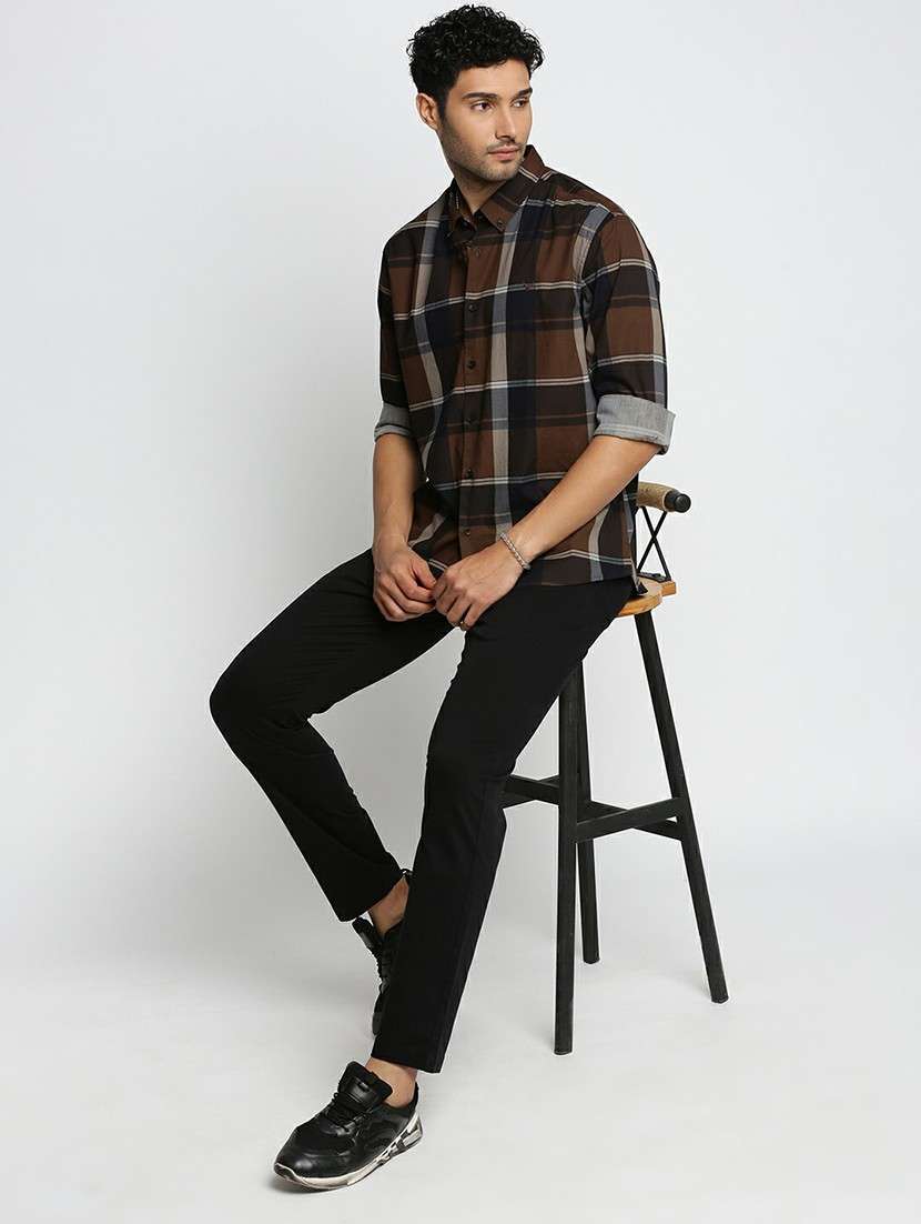 brown cotton blend casual shirt - 20598741 -  Standard Image - 4