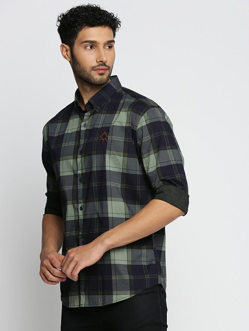 navy blue cotton blend casual shirt - 20598742 -  Standard Image - 1