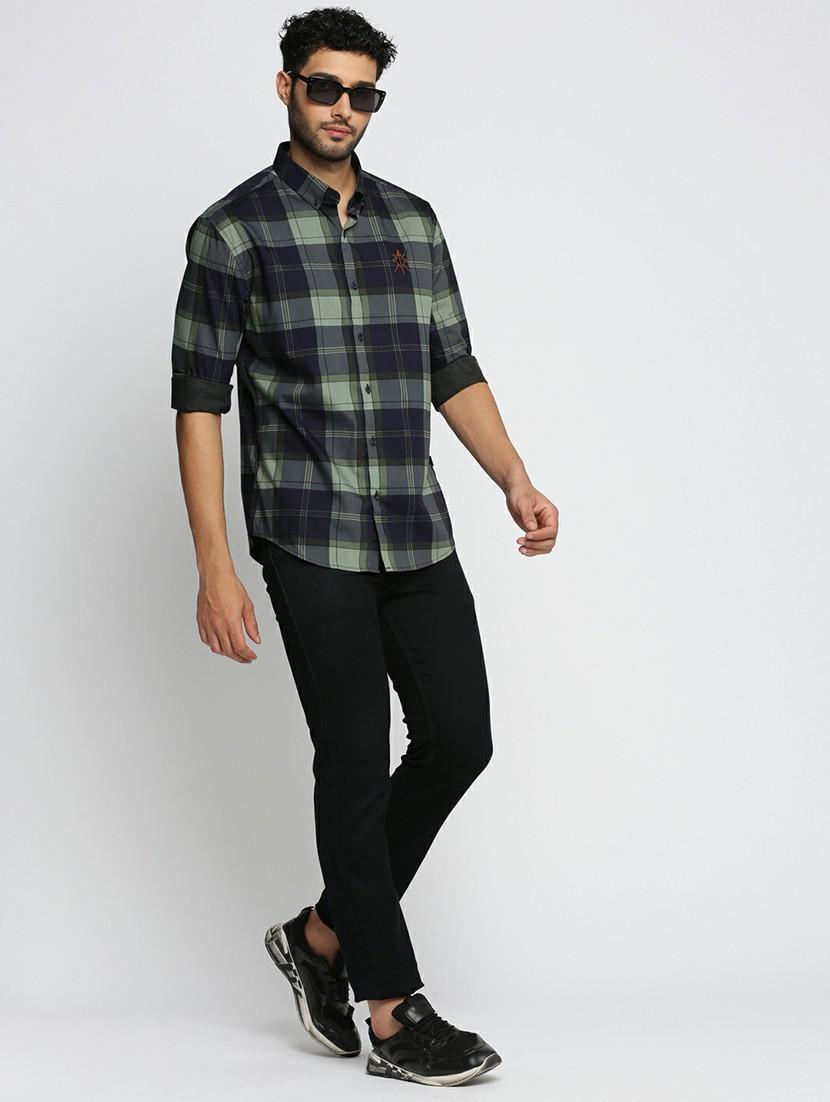 navy blue cotton blend casual shirt - 20598742 - Standard Image - 4
