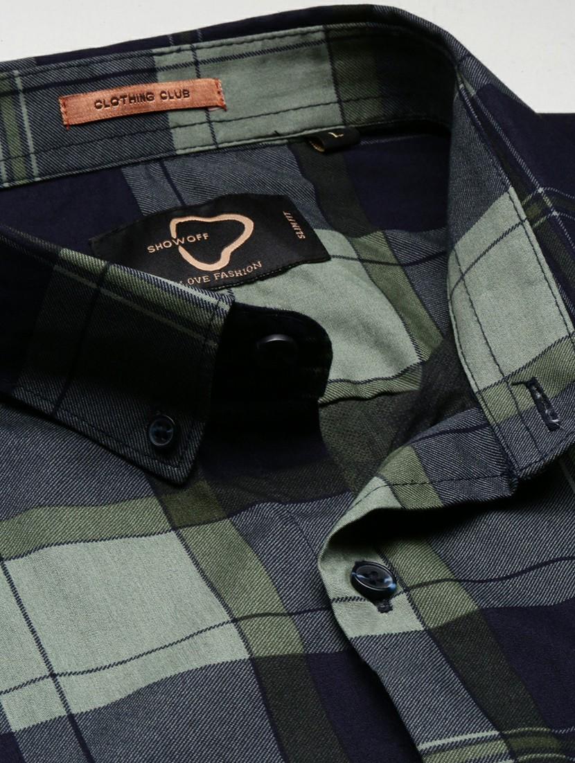navy blue cotton blend casual shirt - 20598742 - Standard Image - 6