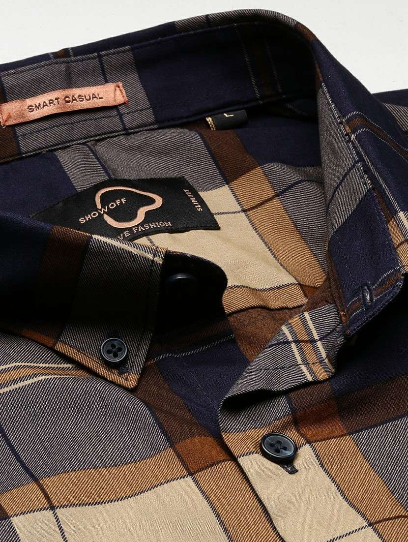 navy blue cotton blend casual shirt - 20598743 - Standard Image - 6