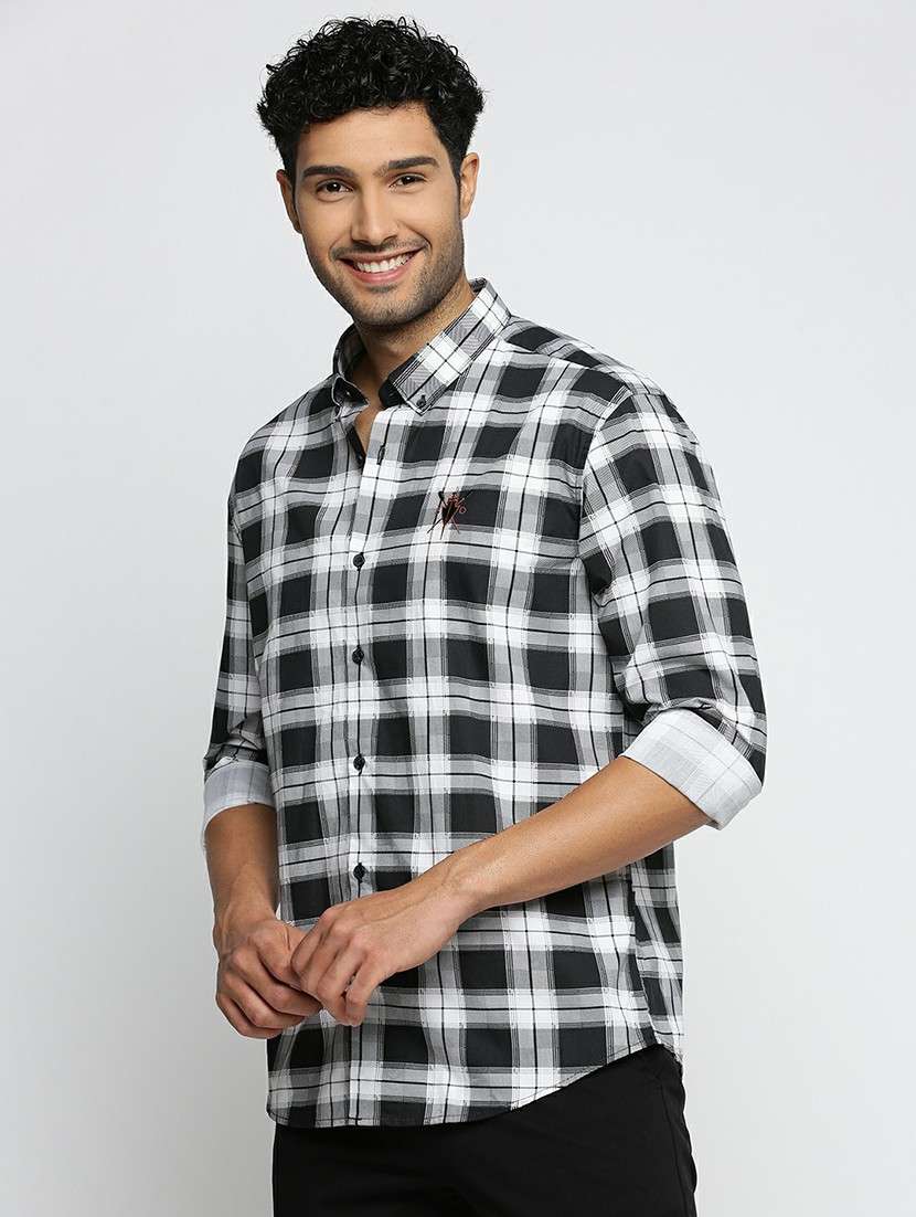 black cotton blend casual shirt - 20598744 -  Standard Image - 1