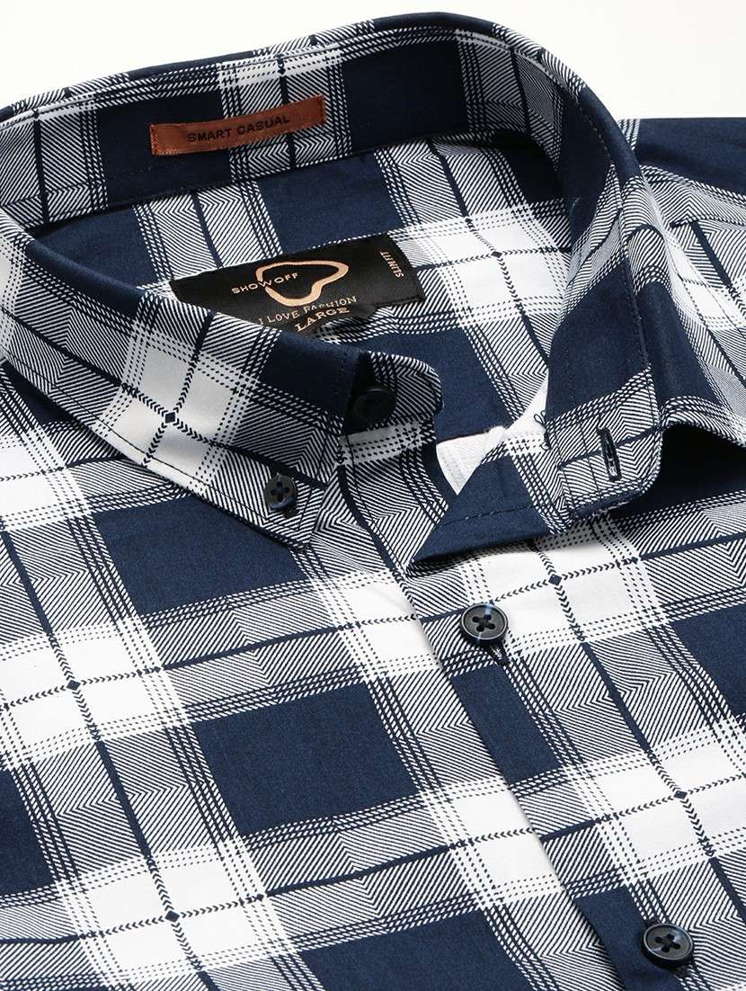 navy blue cotton blend casual shirt - 20598745 -  Standard Image - 6