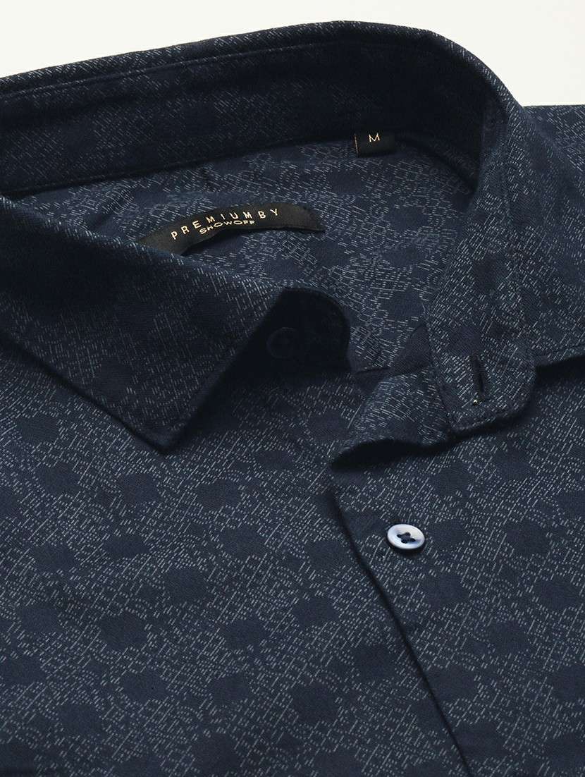 navy blue cotton blend casual shirt - 20598747 - Standard Image - 6