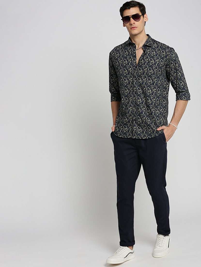 navy blue cotton blend casual shirt - 20598749 -  Standard Image - 4