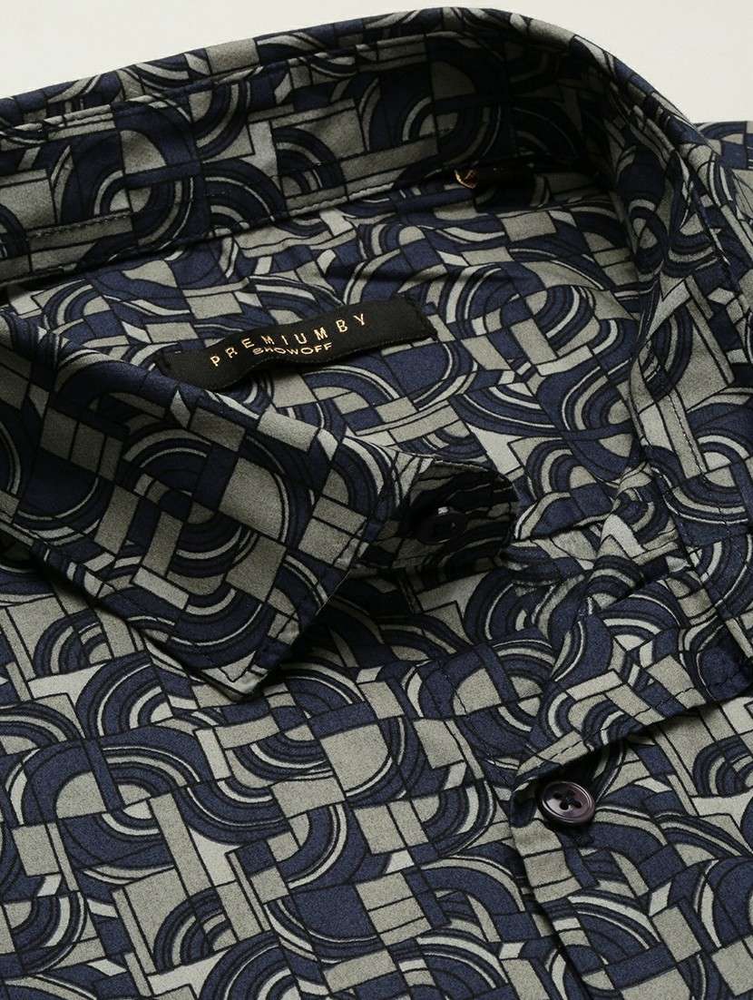 navy blue cotton blend casual shirt - 20598749 -  Standard Image - 6