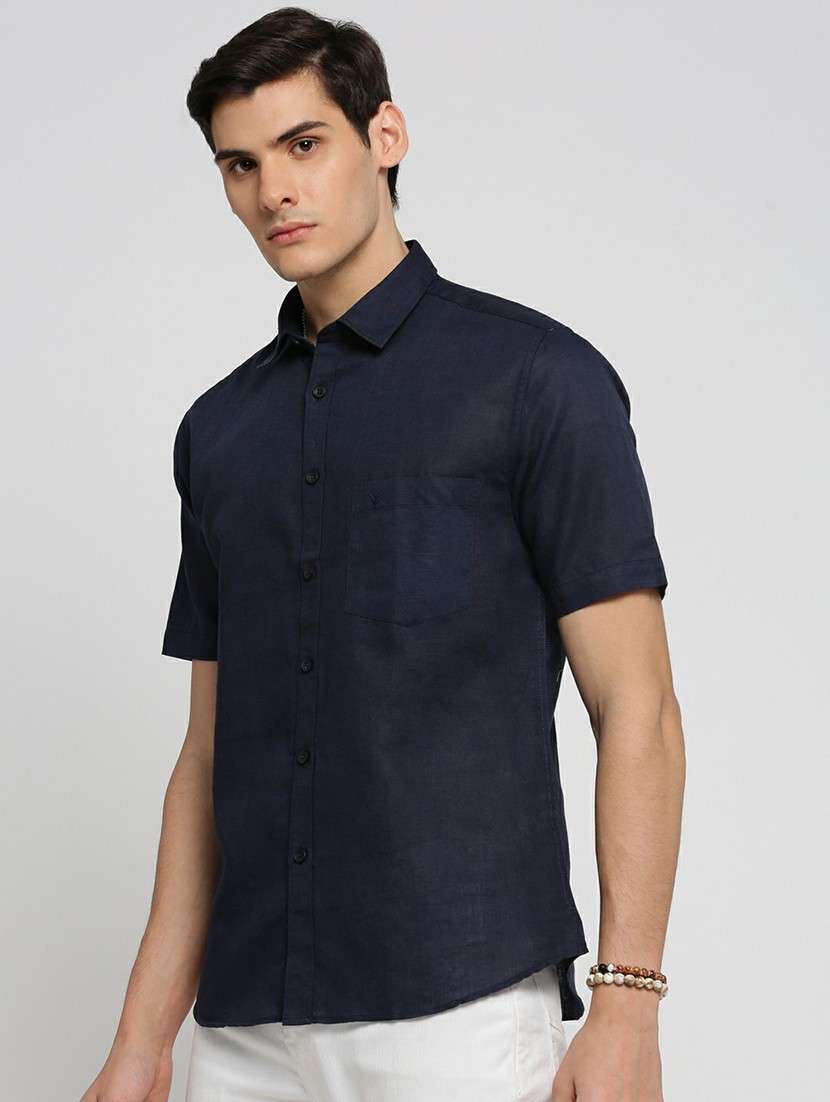 navy blue cotton blend casual shirt - 20598750 -  Standard Image - 1