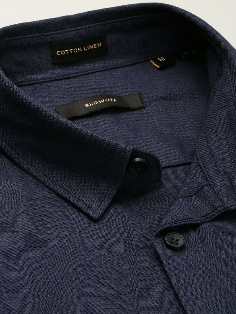 navy blue cotton blend casual shirt - 20598750 -  Standard Image - 6