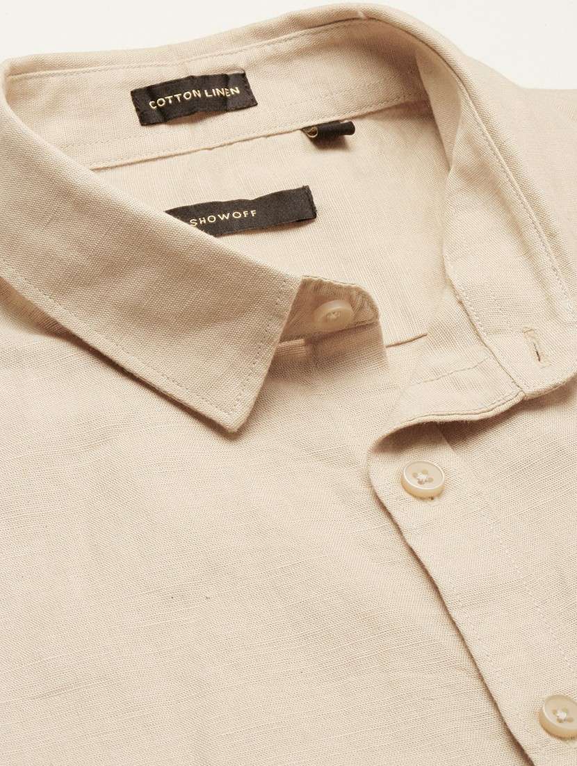 beige cotton blend casual shirt - 20598751 -  Standard Image - 6
