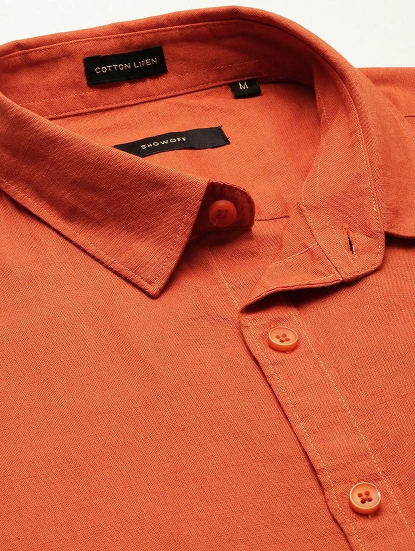 rust cotton blend casual shirt - 20598752 - Standard Image - 6