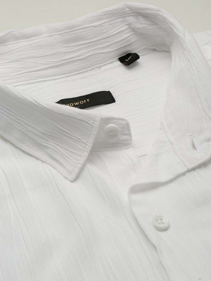 white cotton blend casual shirt - 20598755 -  Standard Image - 6