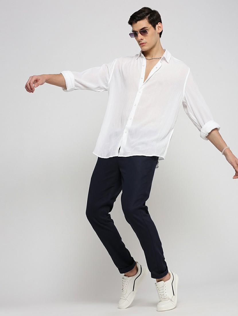 white cotton blend casual shirt - 20598756 - Standard Image - 4