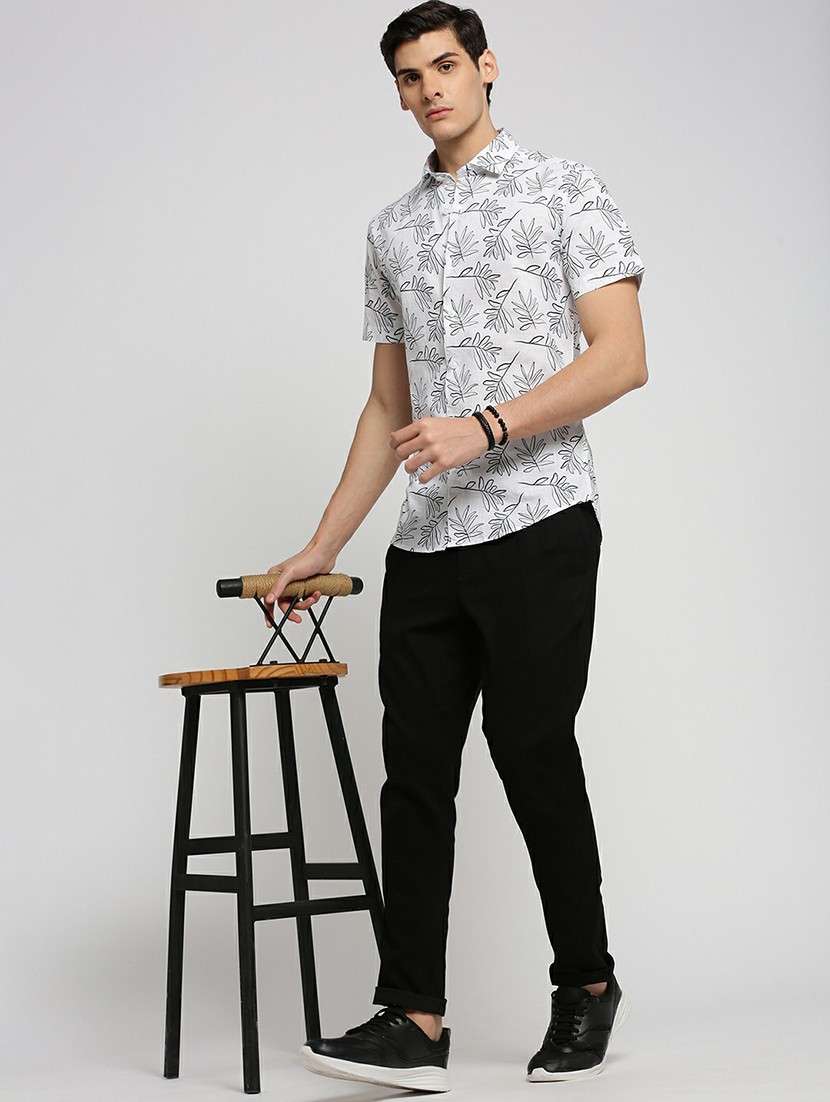 white cotton blend casual shirt - 20598757 -  Standard Image - 4