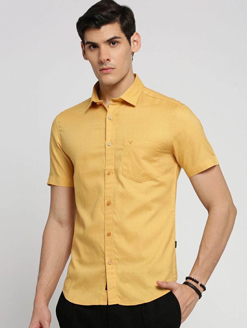 yellow cotton blend casual shirt - 20598758 - Standard Image - 1