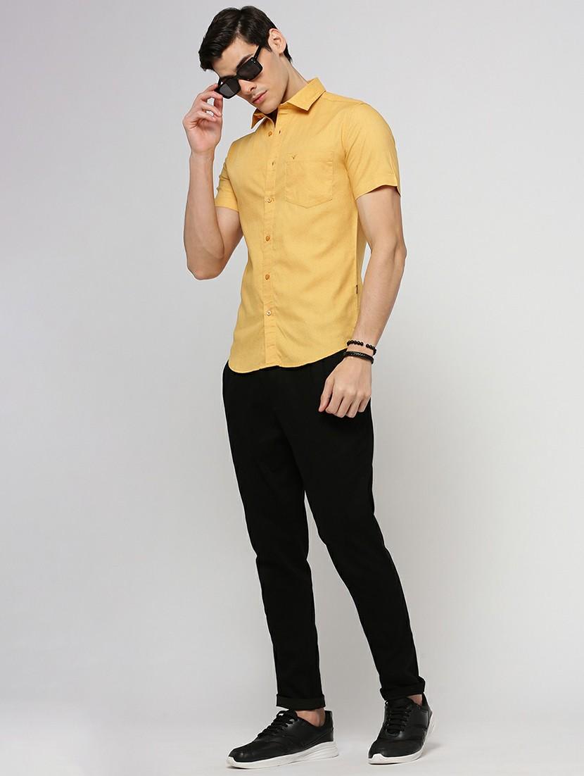 yellow cotton blend casual shirt - 20598758 - Standard Image - 4